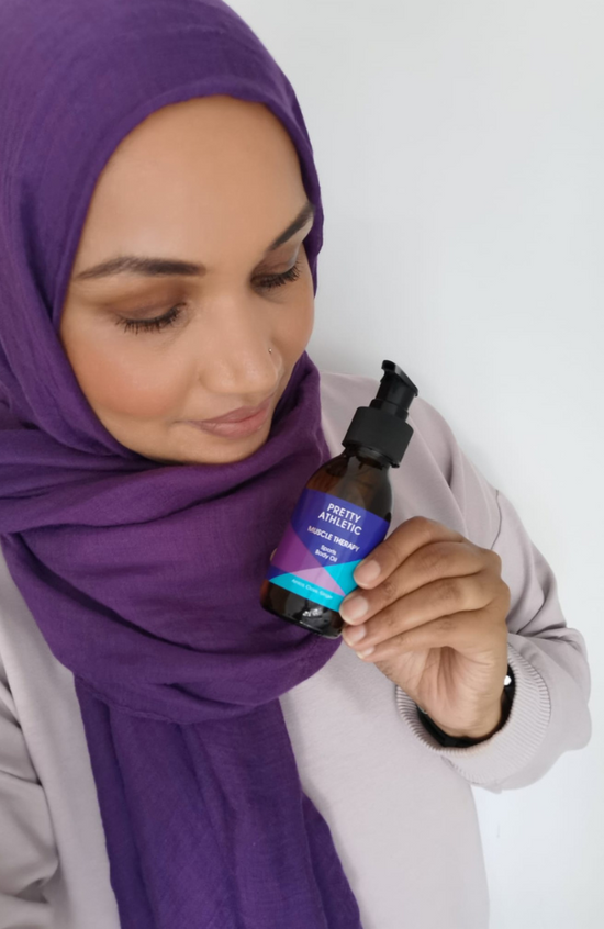 Pretty Athletic Sports Body Oil with Arnica and Ginger for runners, athletes, triathletes, gym